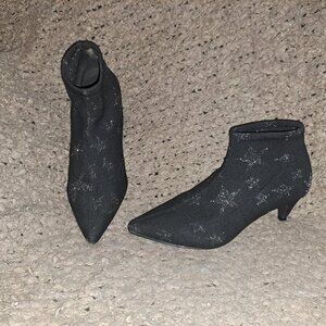 DESIGN LAB-LORD & TAYLOR-Tessie-Black Stretch/Silver Stars-Sz 7.5-Excellent